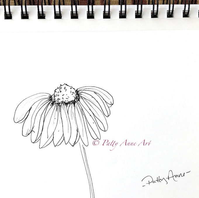 simple flower - ink sketch